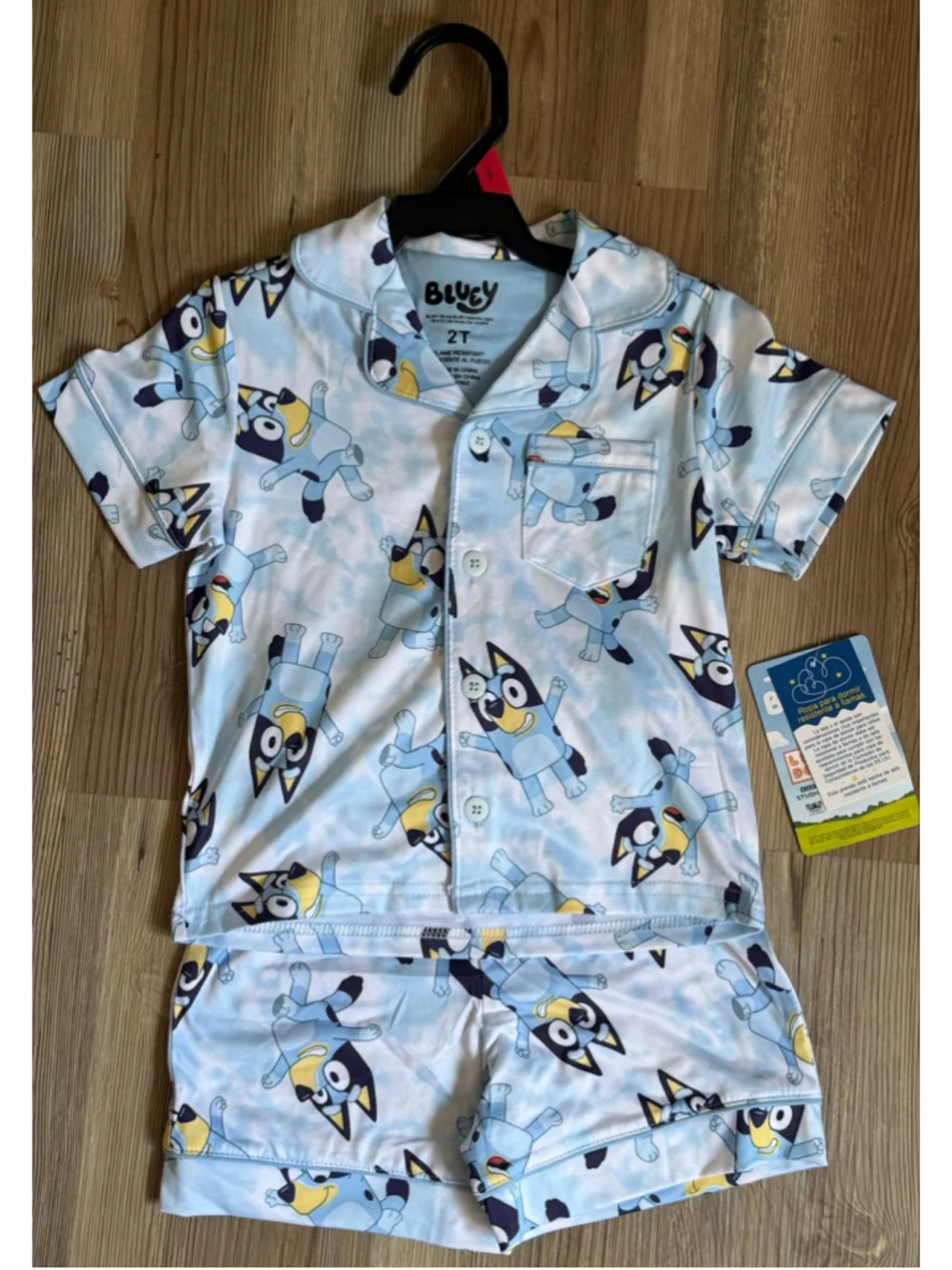 Bluey Pajama Set 2T short sleeve button up and shorts
